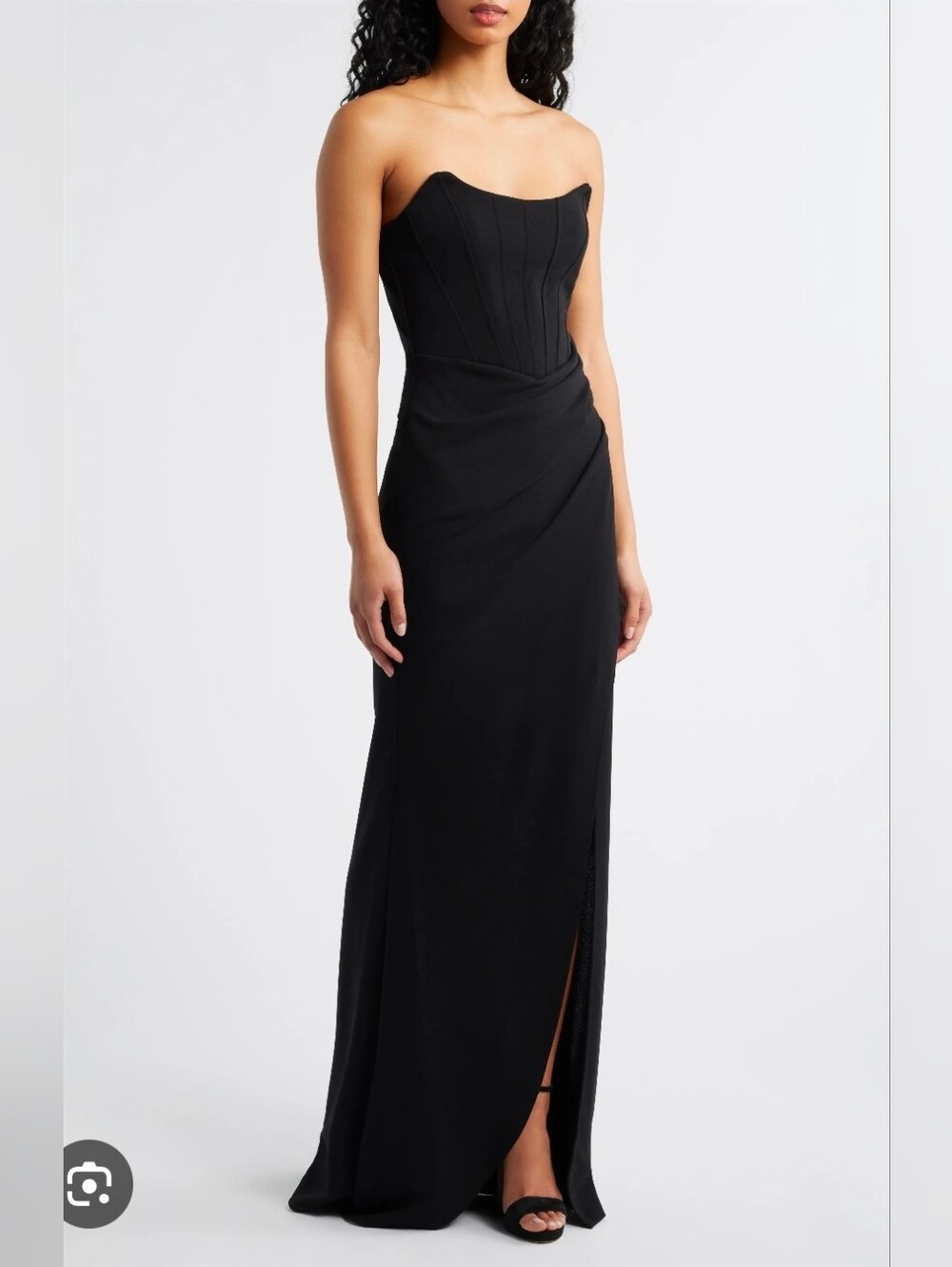 Emerald Sundae Dress Black Strapless Corset Gown Side Slit Evening Size S(3-5)